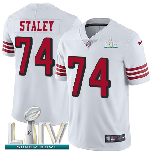 San Francisco 49ers Nike #74 Joe Staley White Super Bowl LIV 2020 Rush Men Stitched NFL Vapor Untouchable Limited Jersey->san francisco 49ers->NFL Jersey